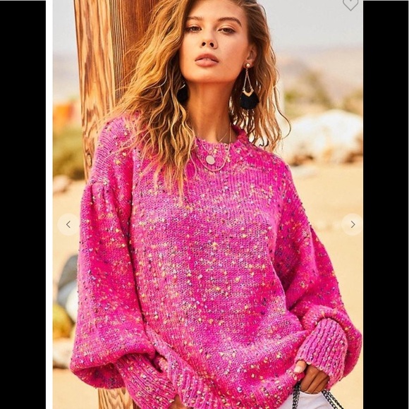 Sweaters - 1 left Small! POP  Pink Confetti bubble sweater